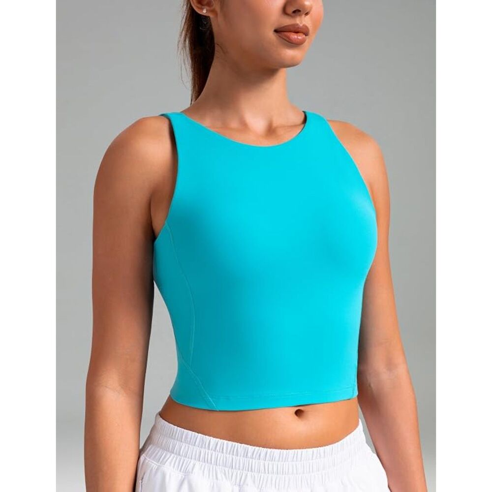 High Neck U-Back Yoga Workout Athletic Tank Top, Small, 14G-203T002